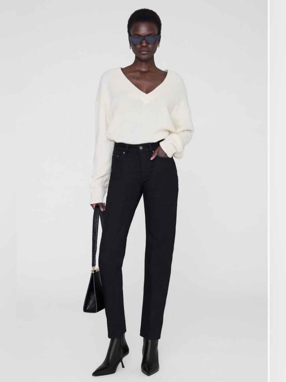 Anine Bing Bruno High Rise Black Denim Jeans Size 24